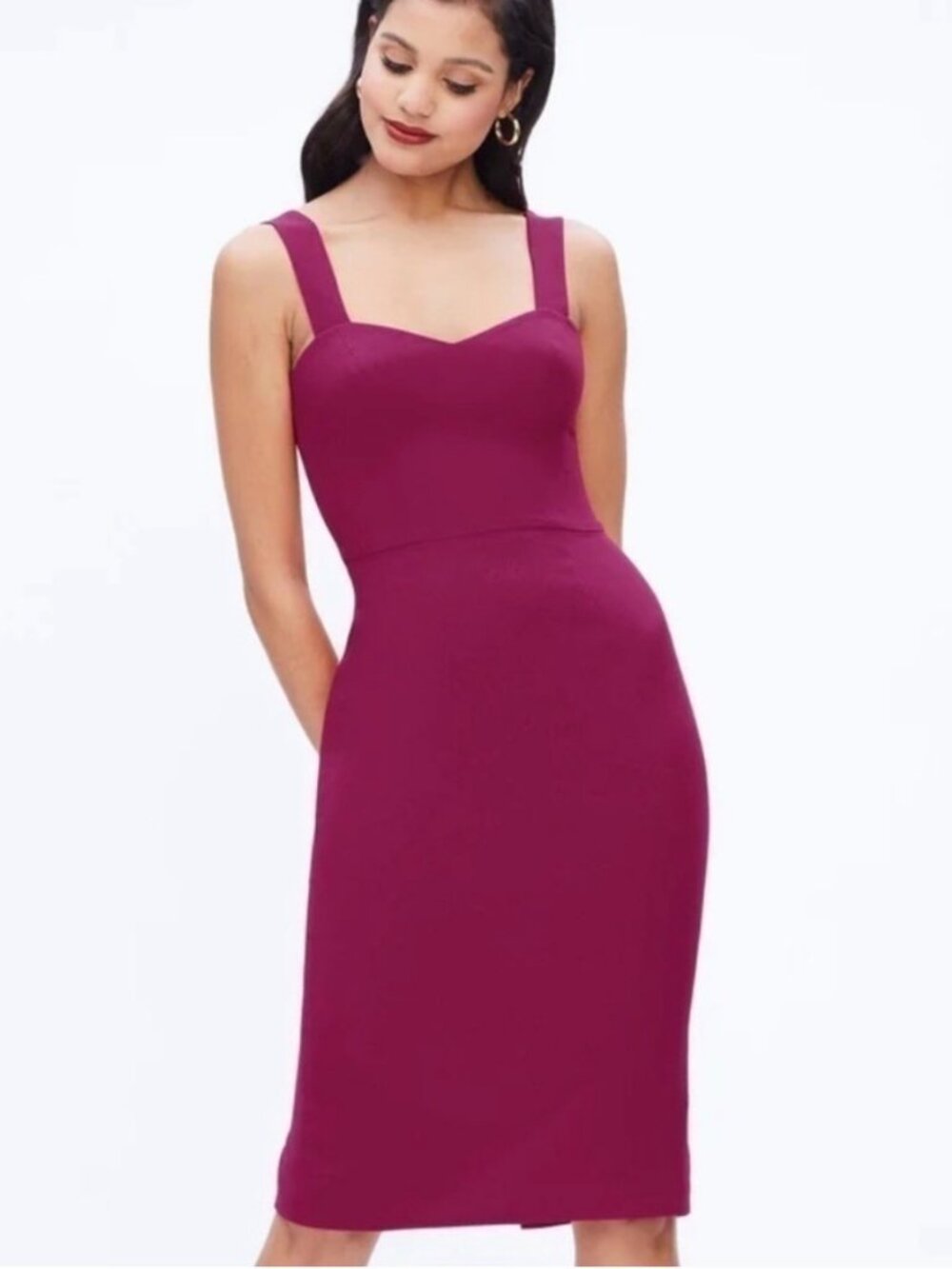 DRESS THE POPULATION Nicole SweetheartNeck Cocktail Dress SIZE M DarkMagenta NWT